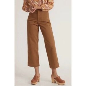 Marine Layer Bridget Wide Leg Crop Pants Chinos Brown/Rust Size 8